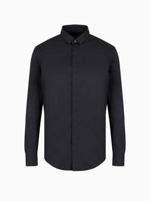 Lightweight comfortable satin slim-fit shirt