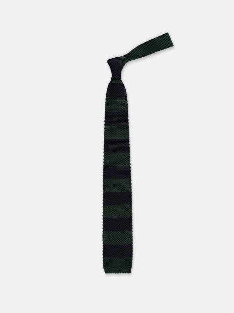 J. PRESS MADE-IN-ITALY NAVY & GREEN GUARD STRIPE SILK KNIT TIE