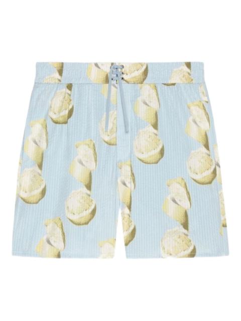 Givenchy lemon-print seersucker swim shorts