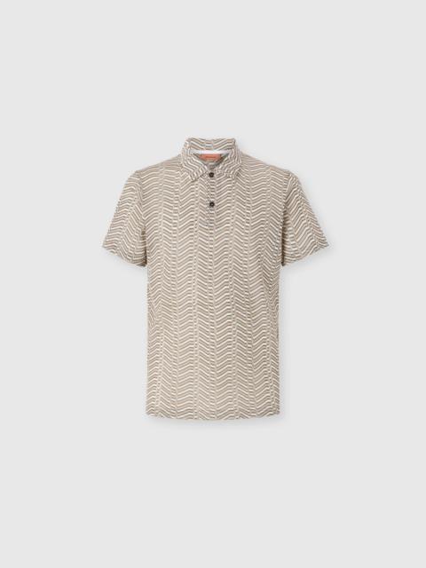 Missoni Viscose and cotton polo shirt with Greek key motif