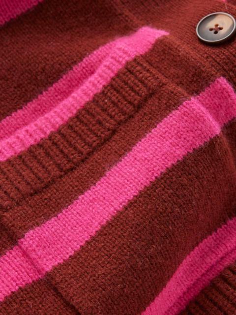 BODEN Marion Merino Cardigan-Raw Umber, Brilliant Pink