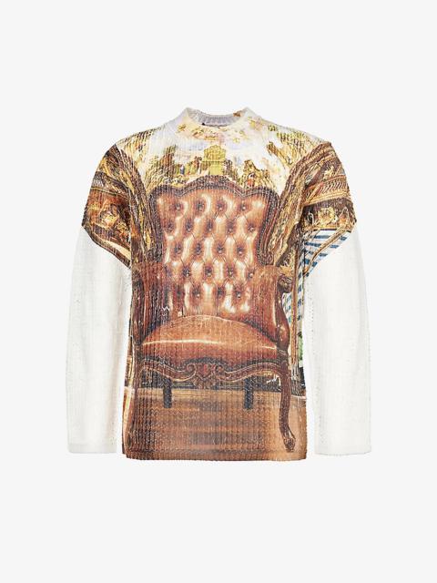 Comme des Garçons Homme Plus Relaxed-fit intarsia-print knitted sweatshirt