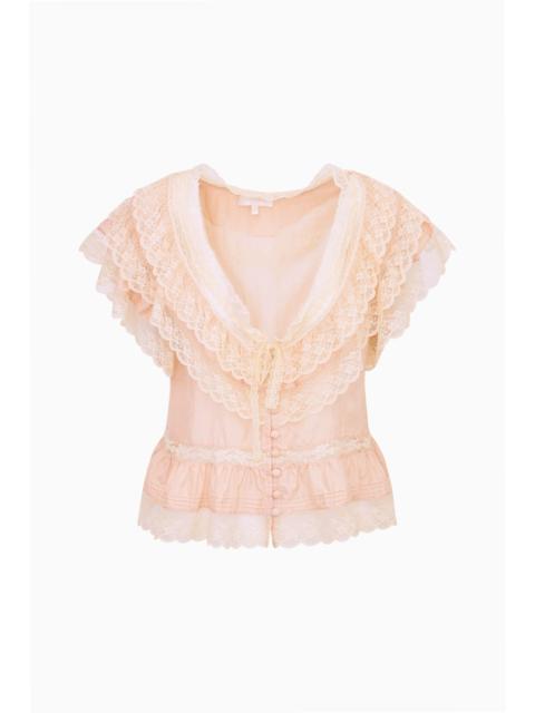 LoveShackFancy Persine Silk Ruffle Top