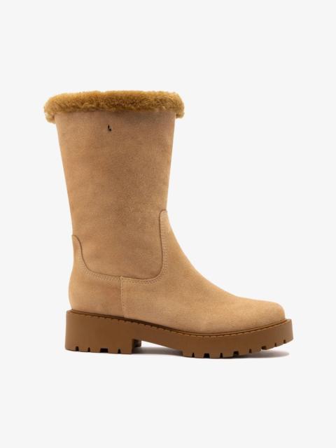 Larroudé Harper Shearling Boot Peanut Suede