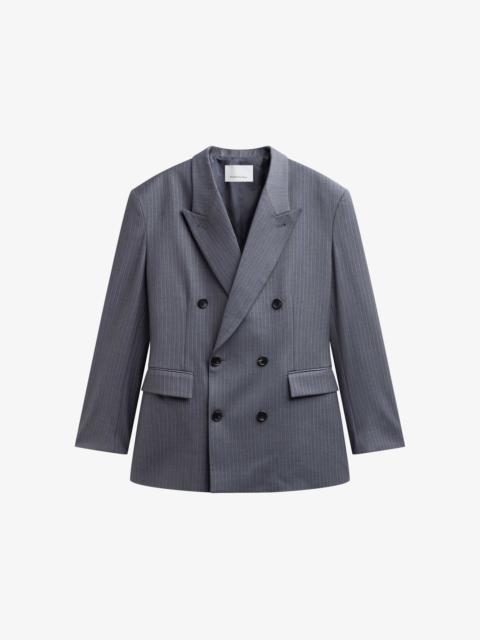 The Frankie Shop Mayfair Double Breasted Blazer - Grey/White Pinstripe