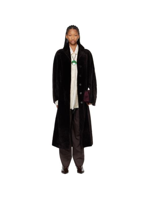 RÓHE Brown Shearling Shawl Collar Coat