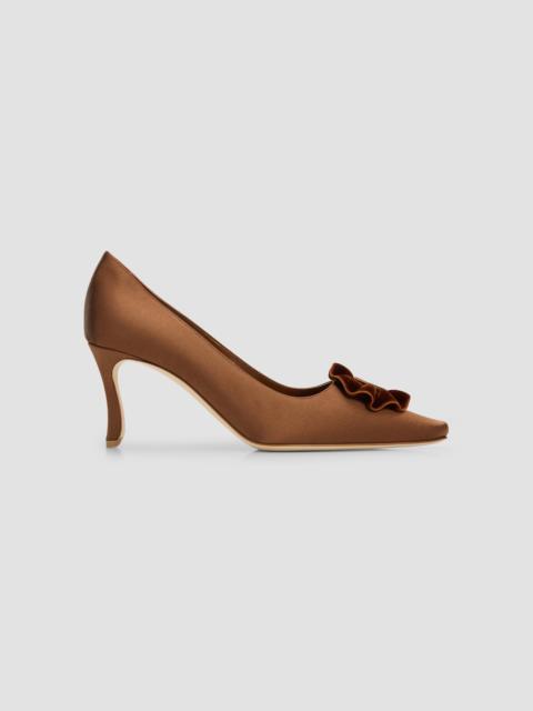 Manolo Blahnik Women's Fortan 70MM Satin Stiletto Pumps - Medium Brown