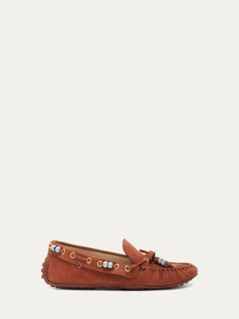 FARM RIO Brown Tassel Suede Moccasin