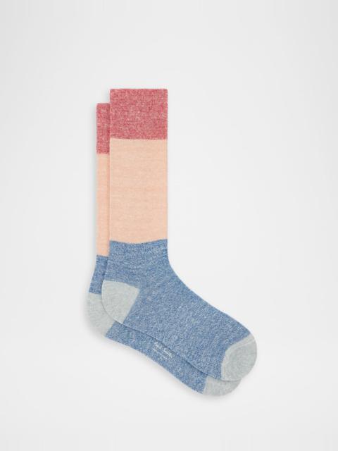 Paul Smith Men's Color Block Line Mid-Calf Socks
