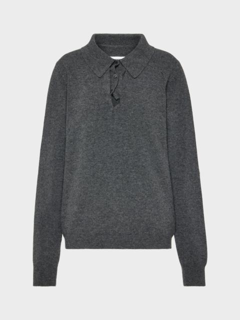 Maison Margiela Draped Collar Wool Polo Sweater