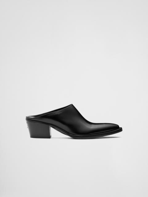 Prada Brushed leather mules
