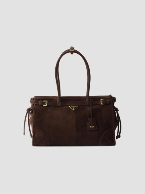 Prada Women's Bonnie Large Suede Tote Bag - Brown