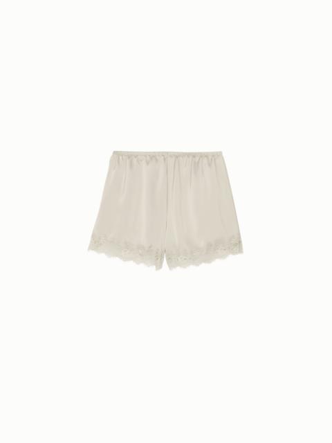 The Frankie Shop Varnell Satin Lace Shorts - Beige