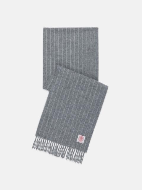 J. PRESS MADE-IN-ENGLAND GREY CHALK STRIPE MERINO WOOL SCARF