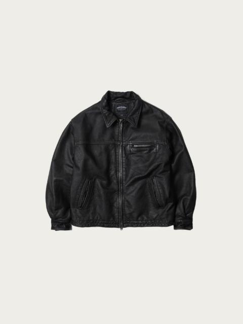 FrizmWORKS Destroyed Cowhide Leather Jacket - Washed Black