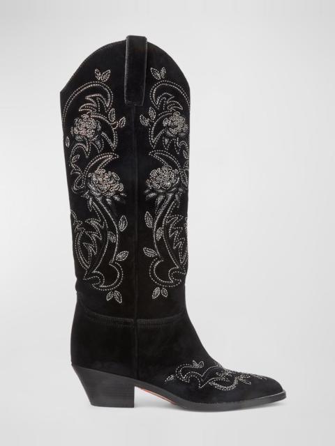 Ralph Lauren Jaelynne Beaded Velvet Cowboy Boots