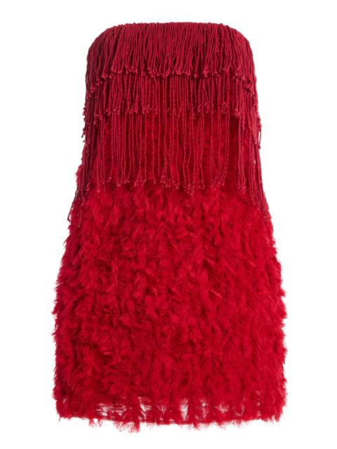 diotima Bambola Fringe Mini Dress red