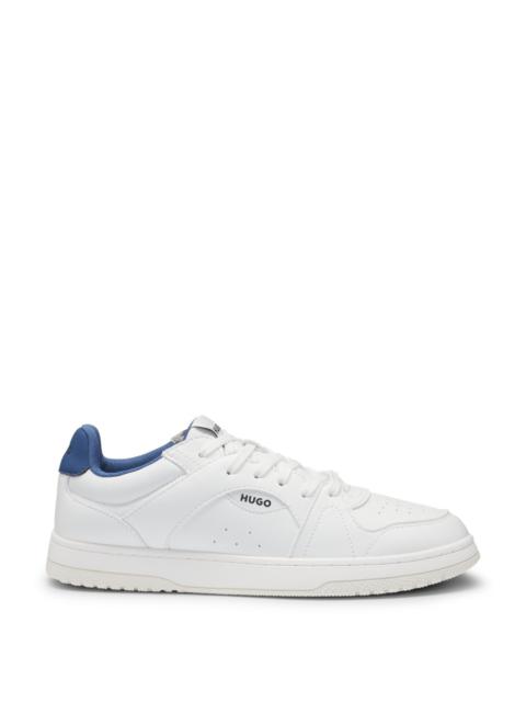 HUGO FAUX-LEATHER LACE-UP TRAINERS WITH LOGO DETAILS