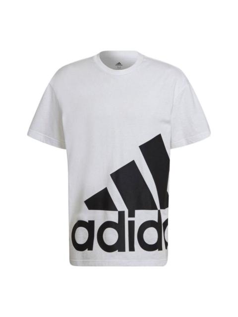 Men's adidas Contrasting Colors Large Lofo Short Sleeve White T-Shirt HE1829