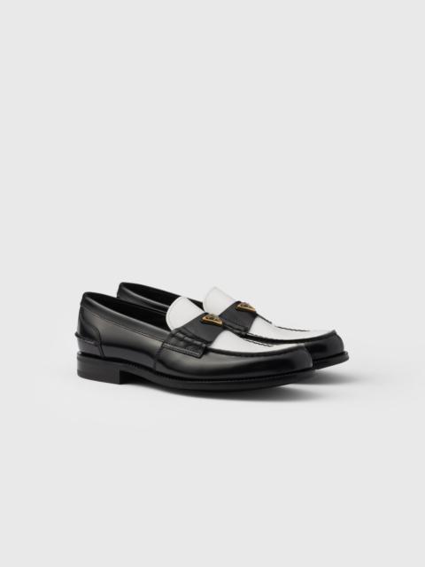 Two-tone brushed leather loafers