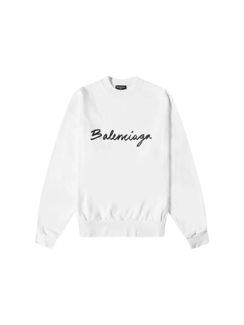 BALENCIAGA Balenciaga Script Logo Crewneck White/Black