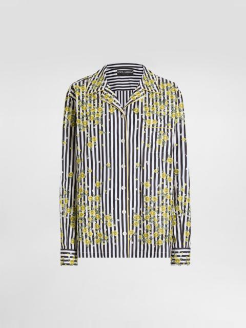 Dolce & Gabbana Poplin shirt with flower embroidery