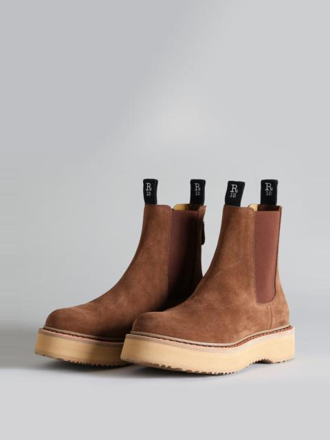 R13 SINGLE STACK CHELSEA BOOT - BROWN SUEDE | R13
