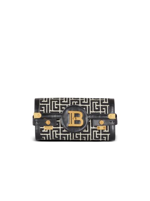 Balmain B-Buzz Pouch 23 in monogrammed jacquard canvas and leather