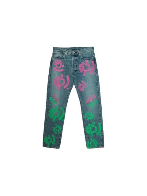 DENIM TEARS Denim Tears Bstroy Tears 501 Light Wash Jean Pink/Green