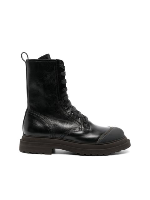 Brunello Cucinelli lace-up leather combat boots