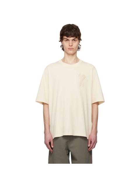 AMI Paris Beige Cotton Ami de Coeur Patch T-shirt