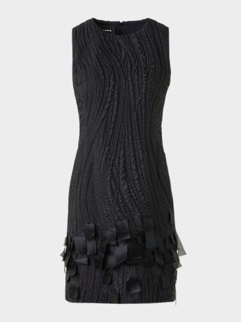 AKRIS Waves And Ribbons Jacquard Sleeveless Mini Dress