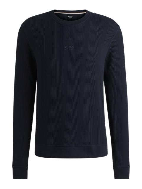 BOSS LOGO-EMBROIDERED SWEATSHIRT IN A WAFFLE KNIT