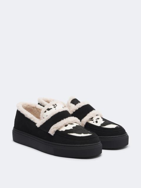 INUIKII Cow-print suede platform loafers
