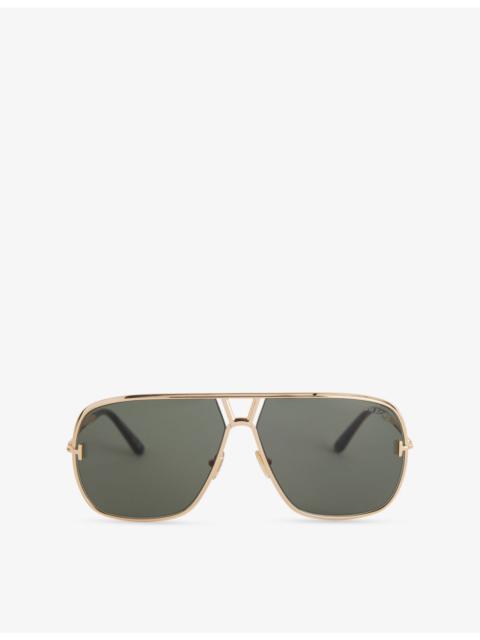 TOM FORD Stavros Metal Aviator Sunglasses