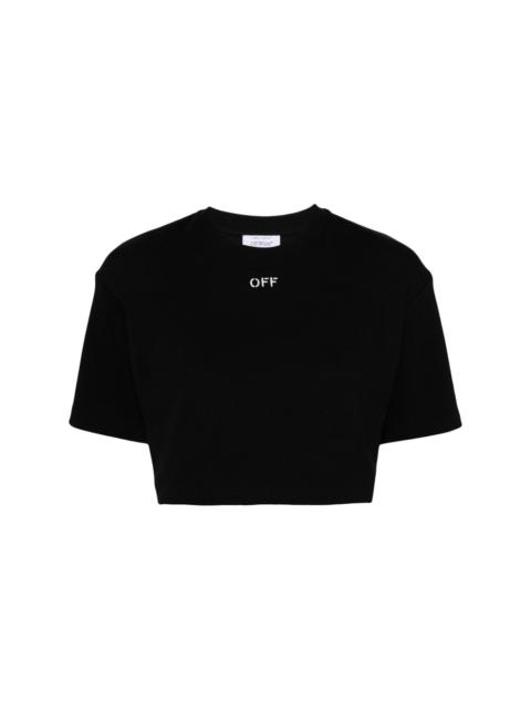 Off-embroidered ribbed t-shirt