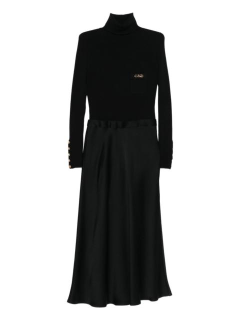 ELISABETTA FRANCHI logo-plaque midi dress