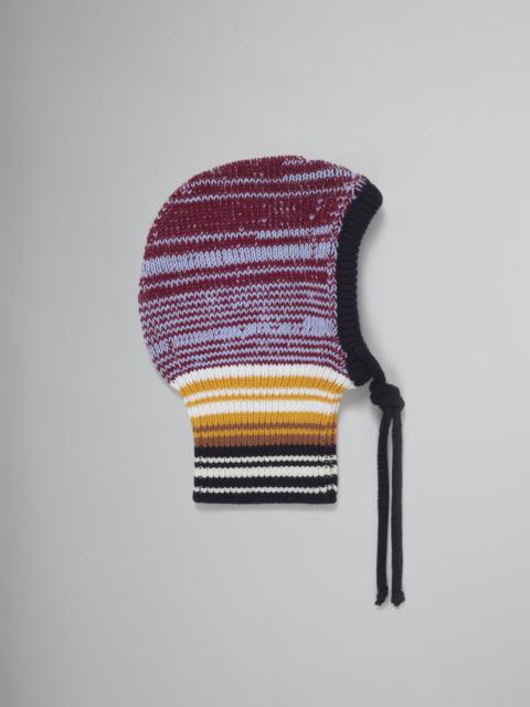 Marni BROWN MOULINÉ BALACLAVA WITH STRIPED NECK