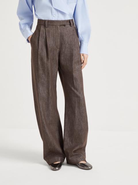 Brunello Cucinelli Sparkling no-fade denim loose curved trousers with monili