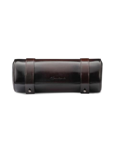 Santoni Brown leather big watch case