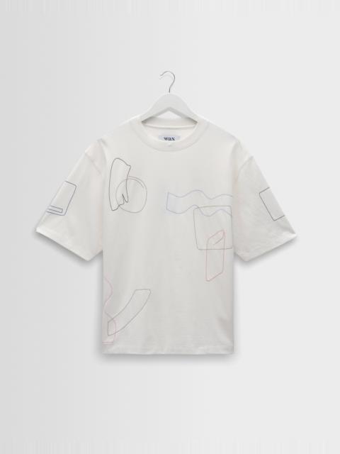 Wax London Milton - Ecru Organic Cotton Embroidered Shapes T-Shirt