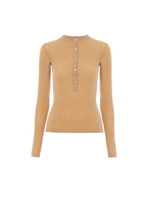 Chloé KNITTED HENLEY SHIRT IN FINE MERINO WOOL