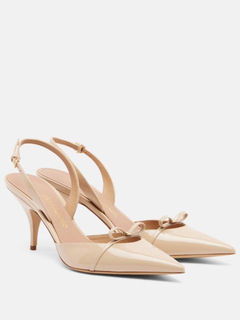 FERRAGAMO Bow-detail patent leather slingback pumps