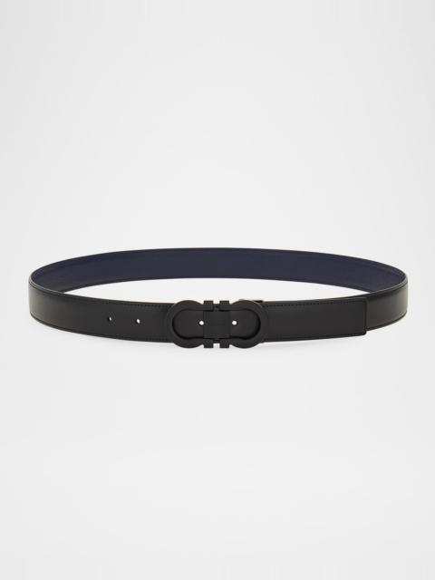 FERRAGAMO Men's Gancini-Buckle Double Adjustable Leather Belt