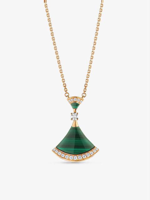 Divas' Dream 18ct rose-gold, 0.28 brilliant-cut diamond and malachite pendant necklace