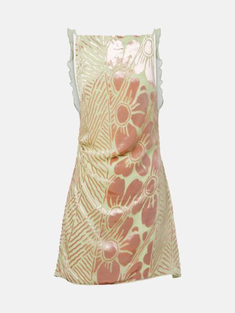 SIR. Ventura floral velvet and mesh minidress