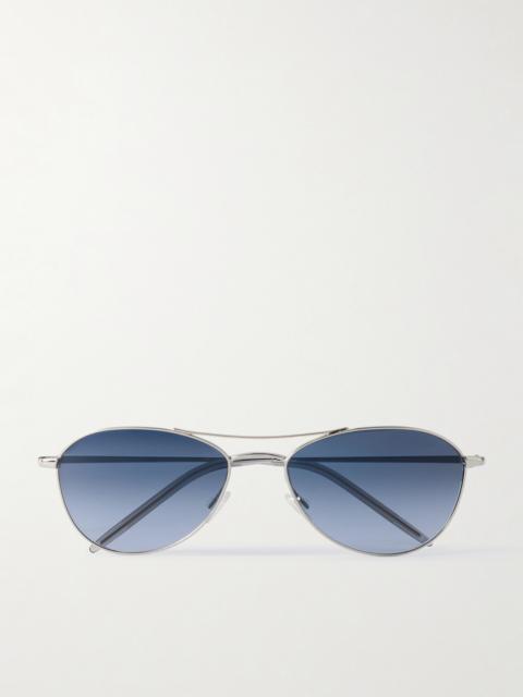 Oliver Peoples Aero Ii Aviator-style Silver-tone Sunglasses