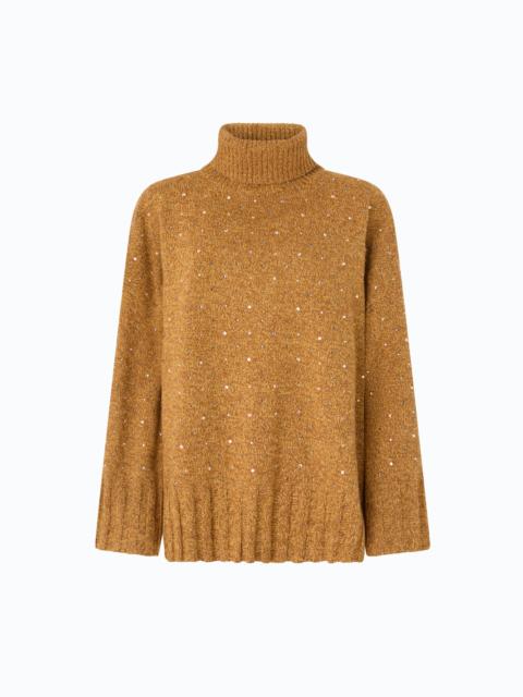 PINKO FULLY RHINESTONED WOOL-BLEND TURTLENECK SWEATER