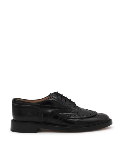 black leather tabi lace up shoes