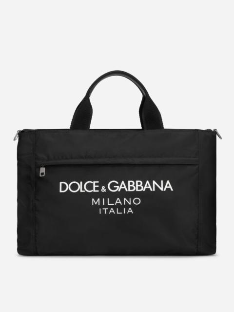 Dolce & Gabbana Nylon holdall with rubberized logo